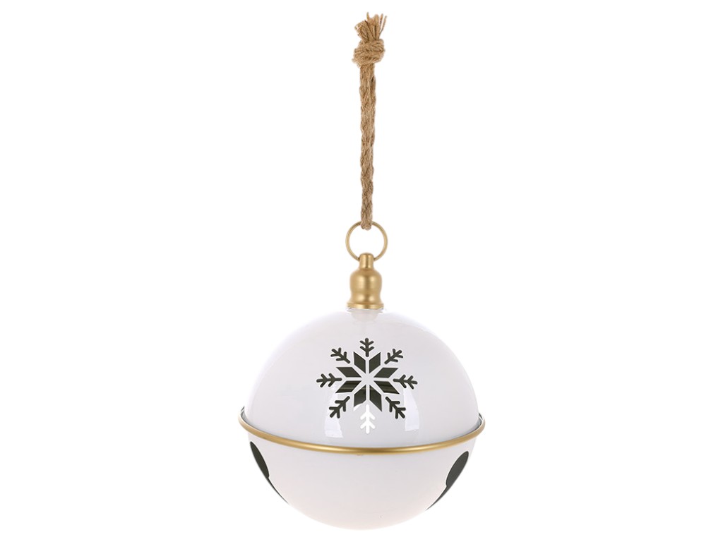 Шар на подвесе Christmas bell, металл, 20×24см, 41см, цвет белый