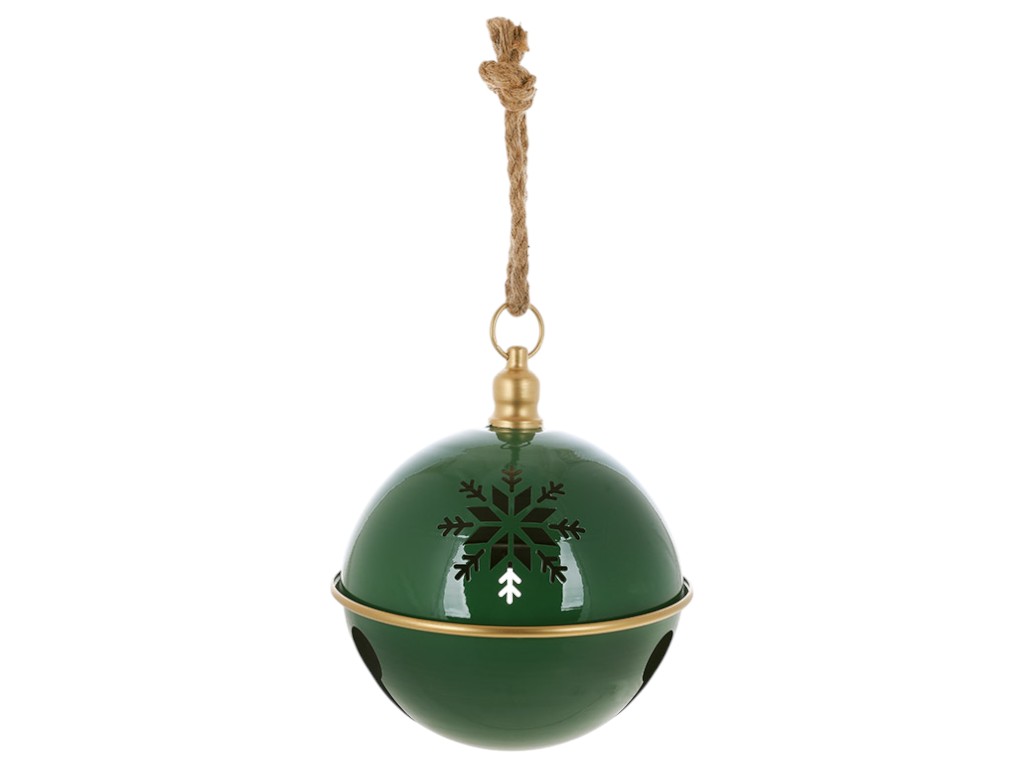 Шар на подвесе Christmas bell, металл, 20×24см, 41см, цвет зеленый