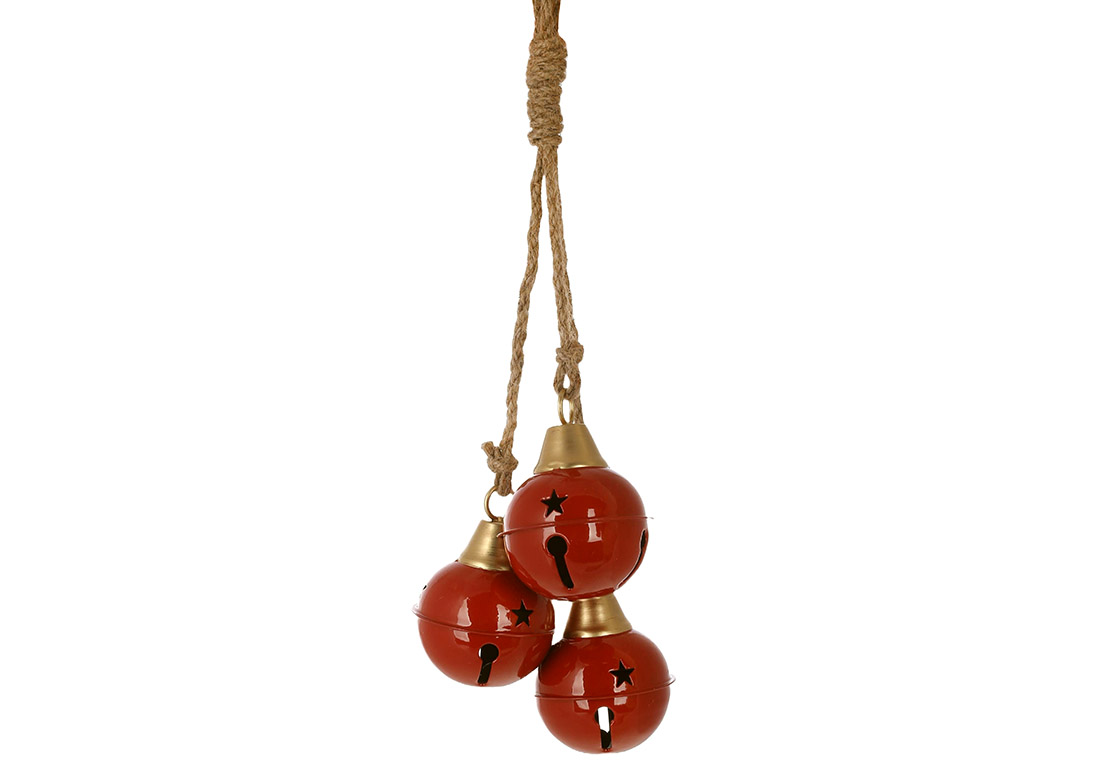 Шары на подвесе Christmas bells, металл, 47см, 7,5×10см, цвет красный