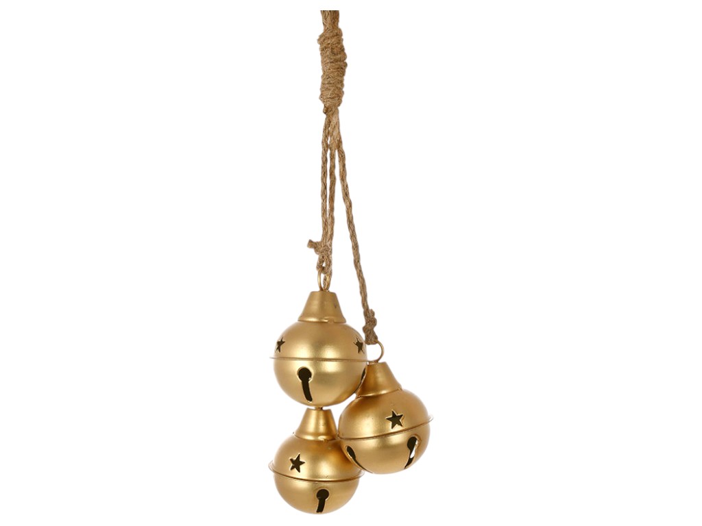Шары на подвесе Christmas bells, металл, 47см, 7,5×10см, цвет матовое золото