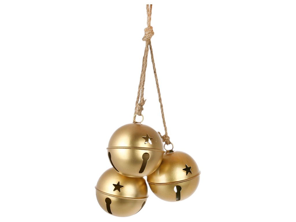 Шары на подвесе Christmas bells, металл, 58см, 11×12см, цвет матовое золото