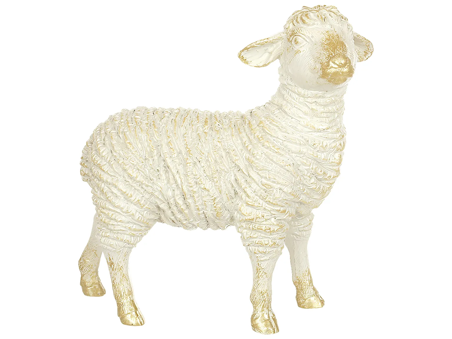 Декоративная фигурка Ягненок, полистоун, айвори с золотом, 18,5×7,5×18см