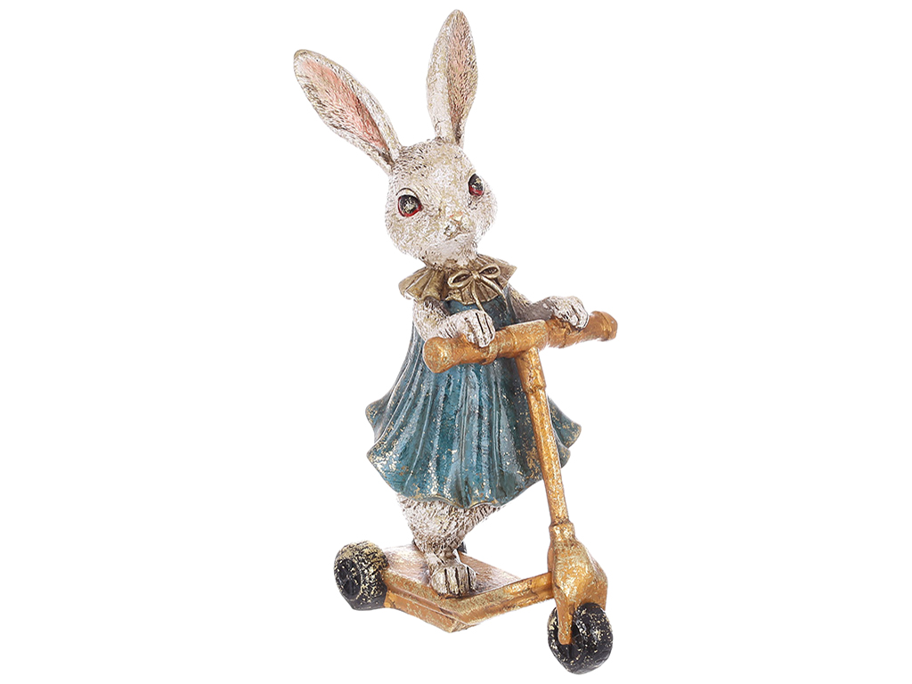 Декоративна статуетка Кролик-дівчинка на самокаті, 15x9x25см