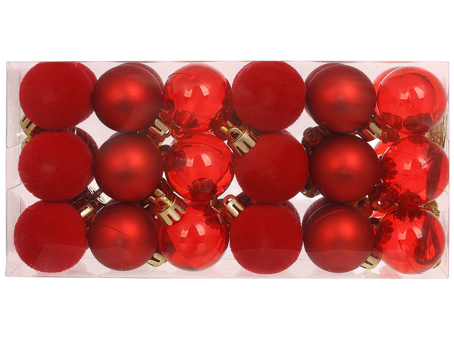 Набір ялинкових куль яскраво-червоних, 3 см, 36 шт (ціна за набір)