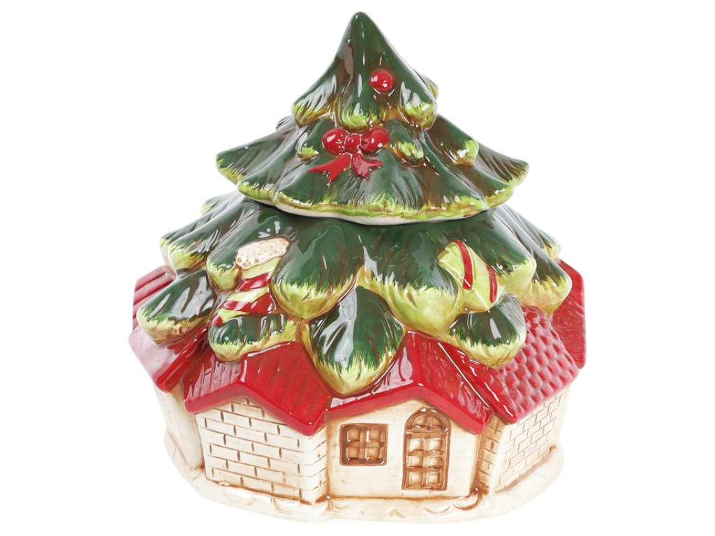 Банка керамическая для сладостей Домик, 2,8л, 22×22×22см, цвет красный
