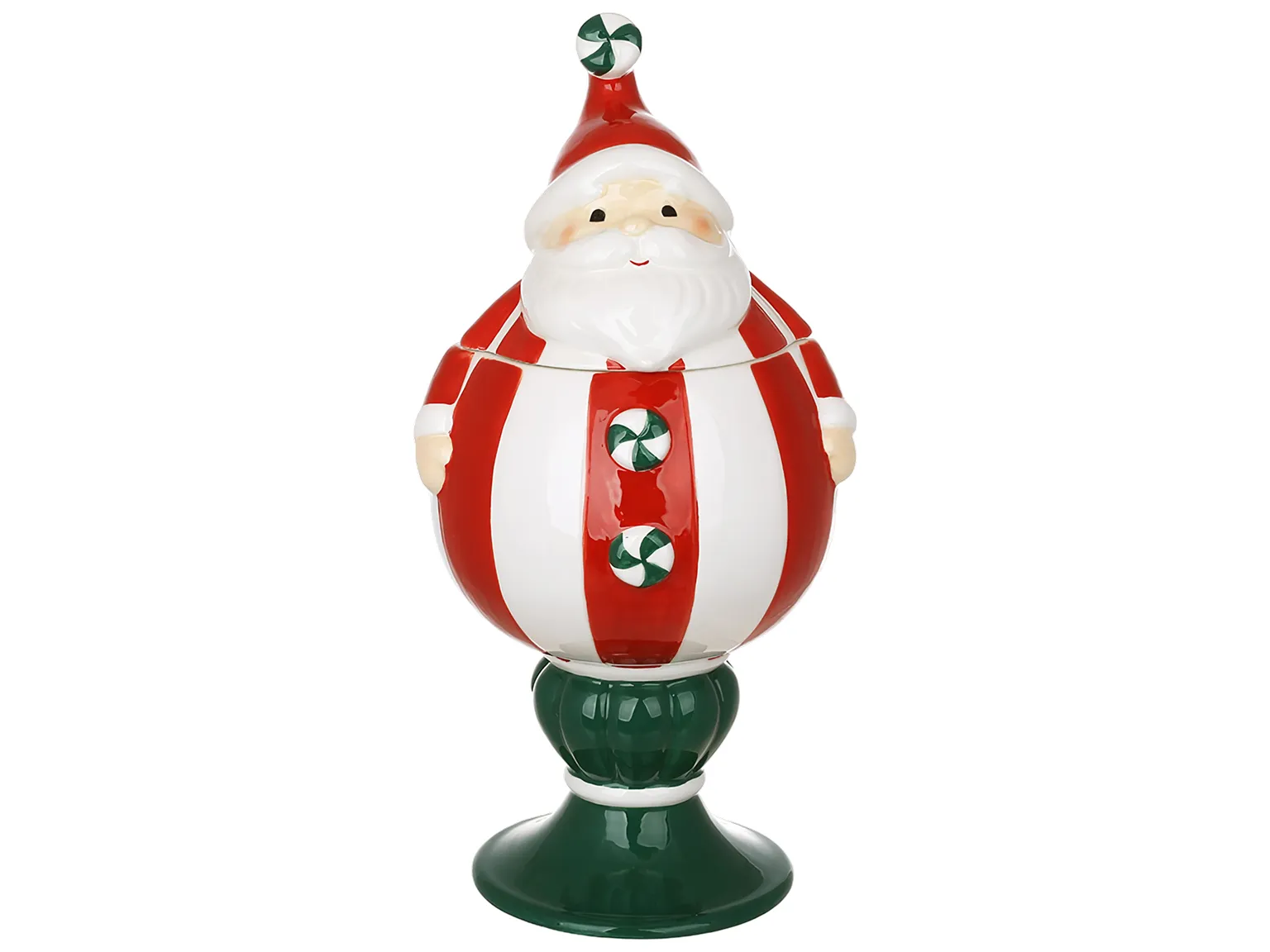 Банка для сладостей Санта Candy collection на ножке, керамика, 600 мл, 13×12,8×26,9 см