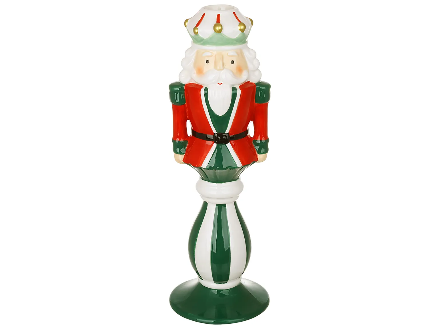 Подсвечник керамический Щелкунчик Candy Collection, красно-зеленый, 9,6×9,6×27,8 см
