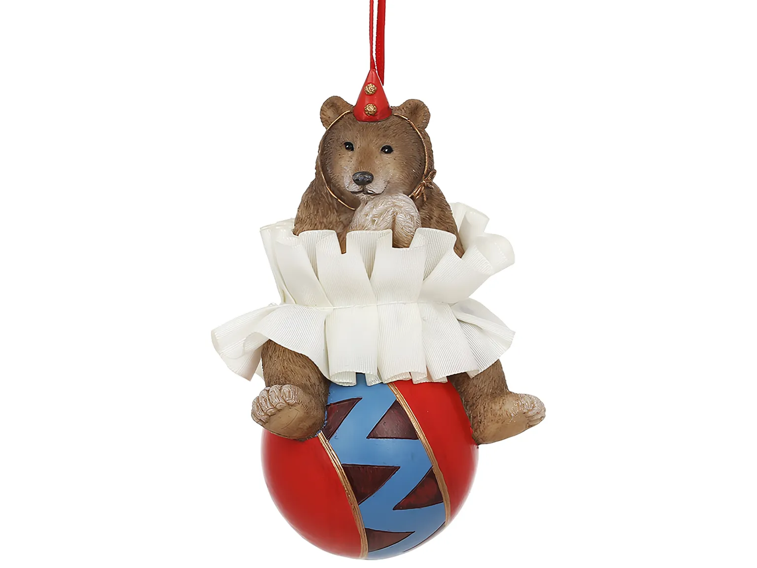 Елочная игрушка подвеска Мишка на шаре из полистоуна, 7,1×5,6×11,5 см