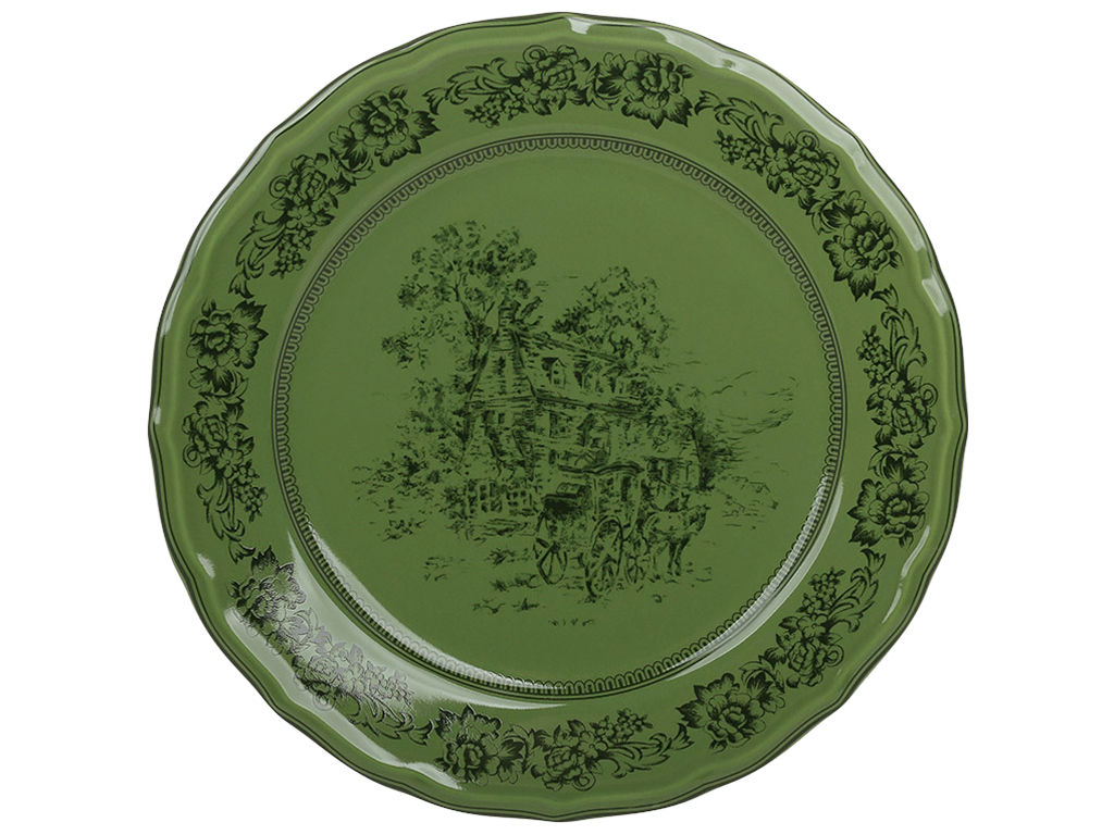 Тарілка Heritage Toile Collection, порцелянова, оливково-зелена, 27×2,5 см