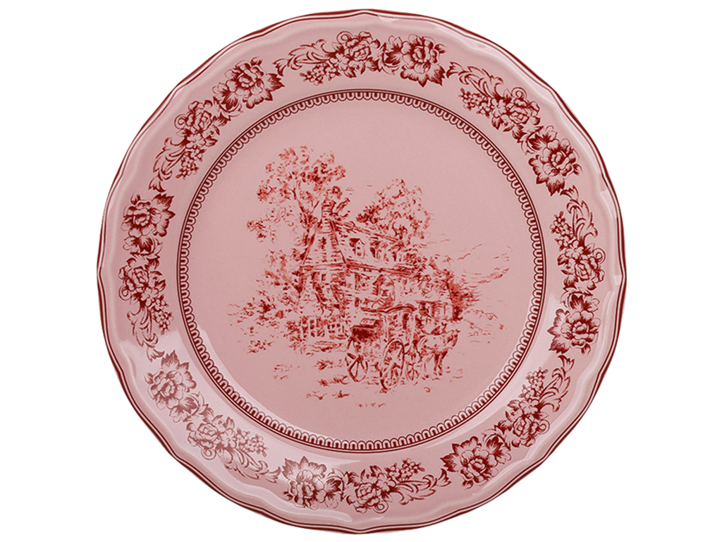 Тарілка Heritage Toile Collection, порцелянова, вінтажна, рожева, 27×2,5 см