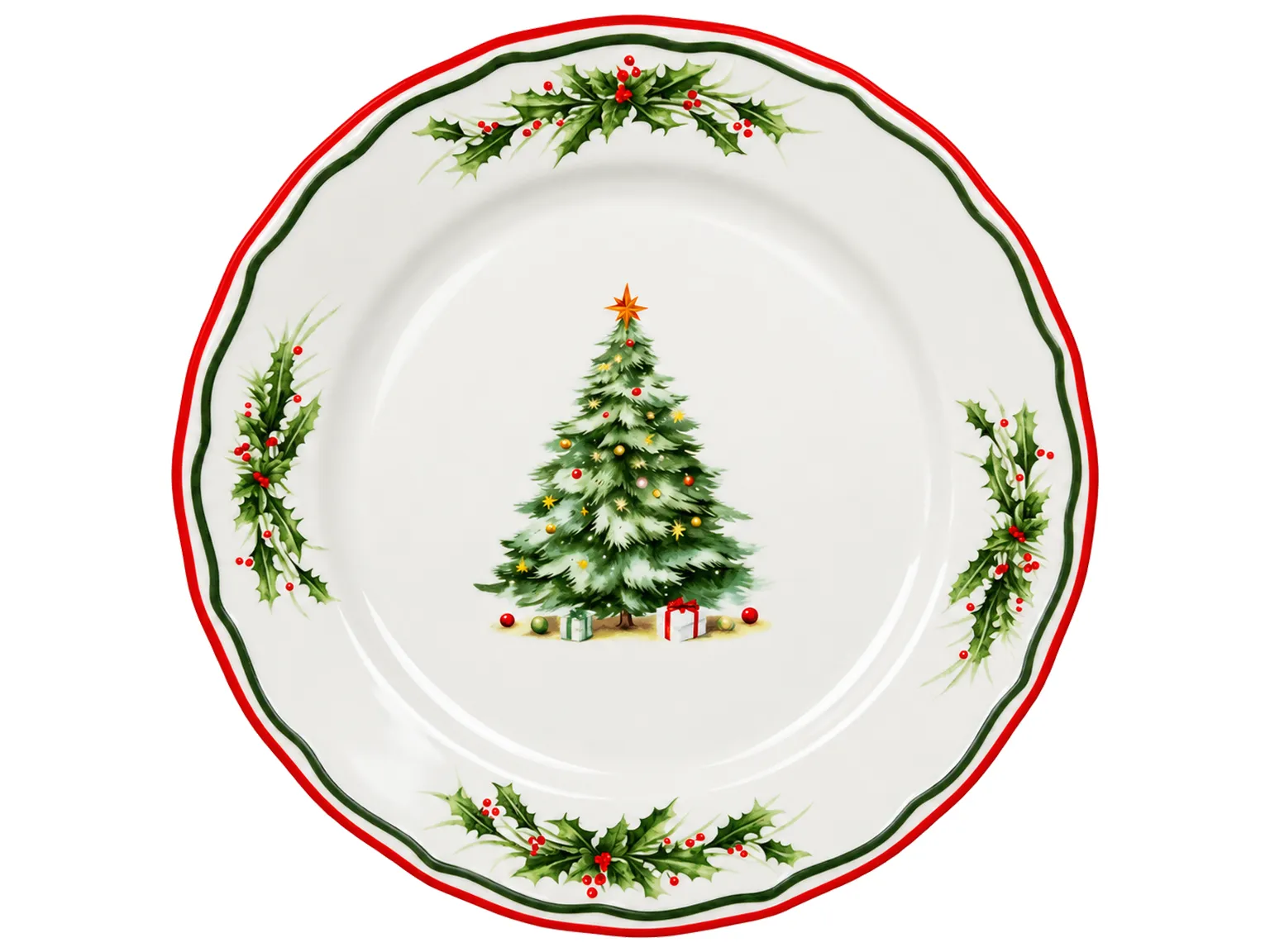 Тарелка фарфоровая Evergreen Christmas с новогодним декором, 27×2,5 см