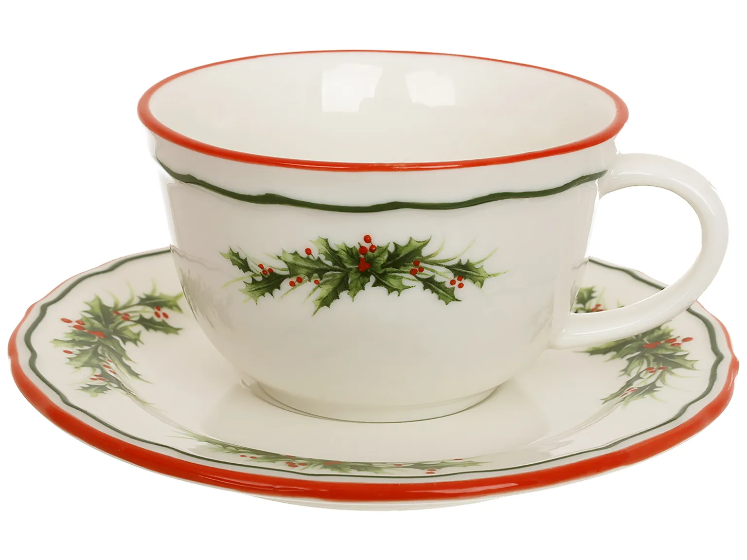 Набор фарфоровый Evergreen Christmas, чашка с блюдцем, 250 мл (цена за набор)