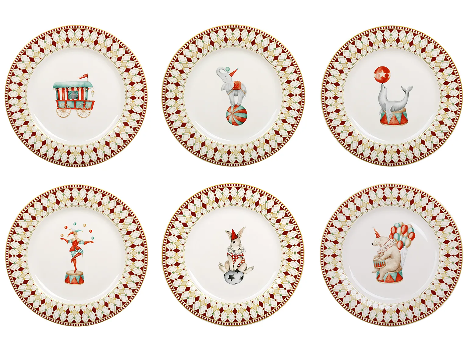 Тарелка фарфоровая десертная Circus Wonderland, 19×1,5 см, 6 дизайнов (цена за 1шт)