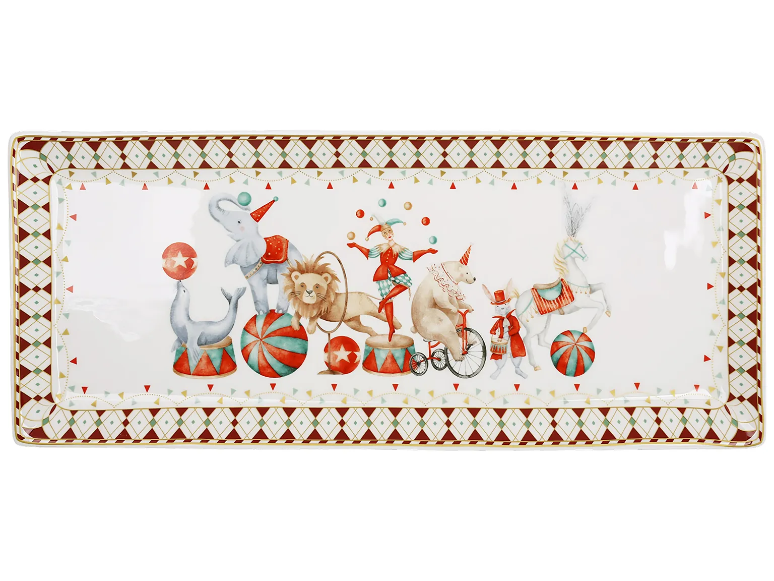 Блюдо фарфоровое прямоугольное Circus Wonderland, 35,3×14×2 см