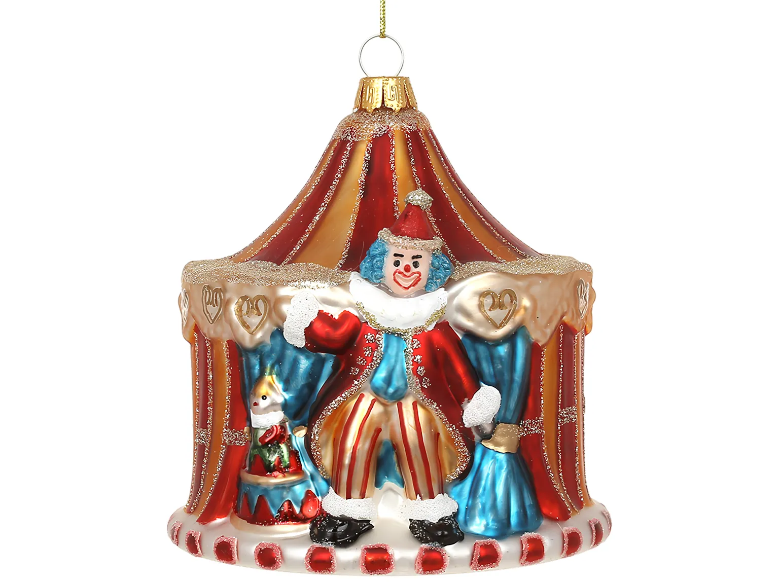 Елочная игрушка Цирк с клоуном, стекло, разноцветная, 10,3×10,3×11,3см