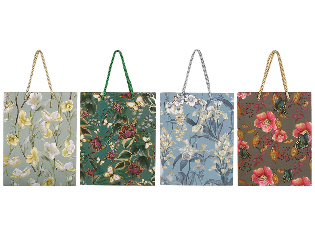 Подарунковий пакет Floral, 18×23,5×8см (4 дизайни, ціна за 1 шт)