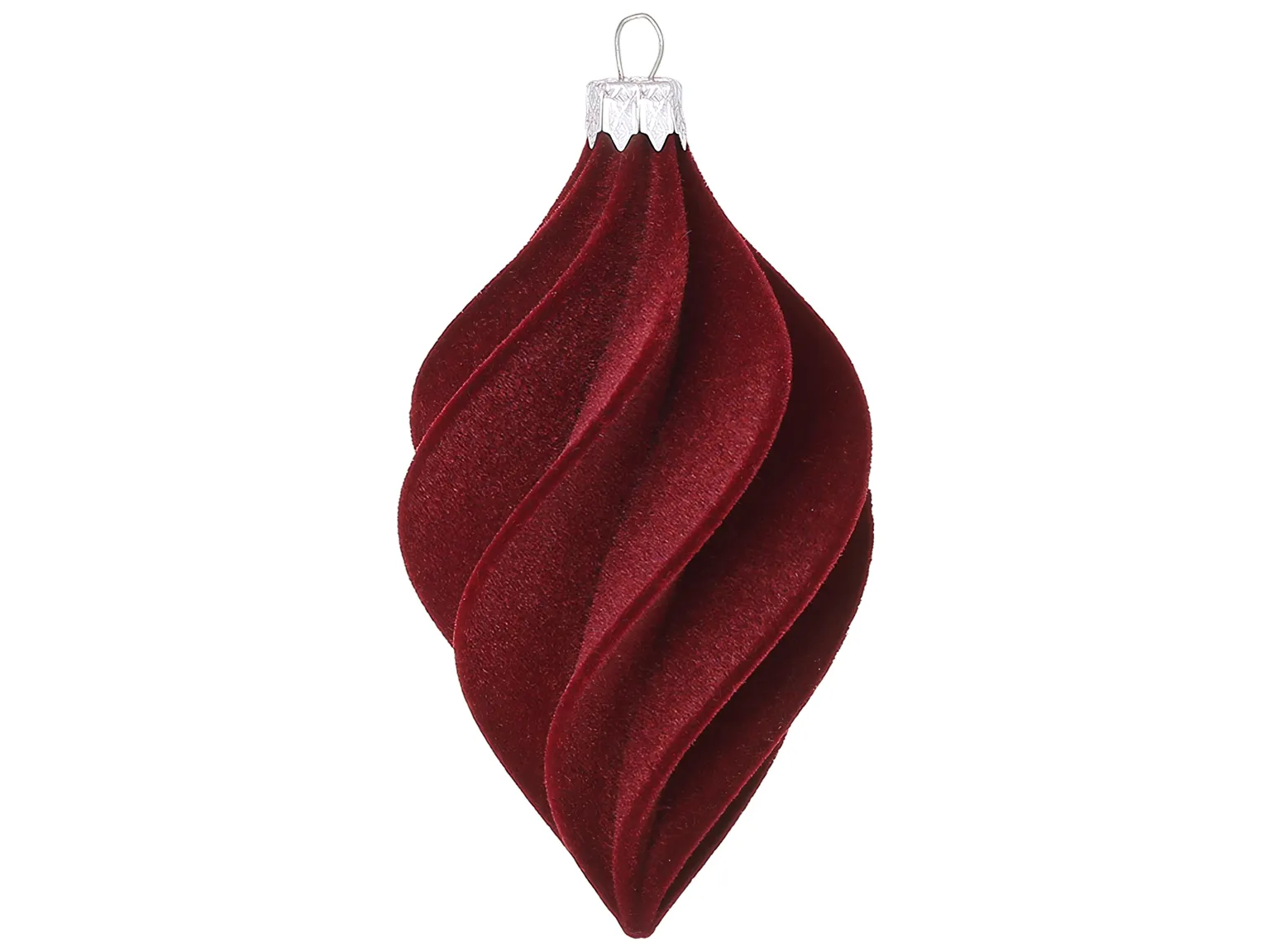 Елочная игрушка Velvet Glow с флоковым покрытием, бордовая, пластик, 7×11 см