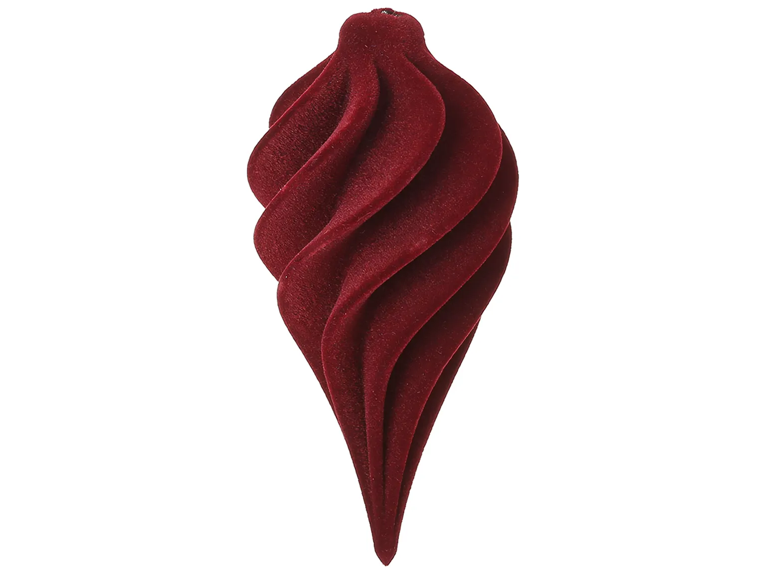 Елочная игрушка Velvet Glow с флоковым покрытием, бордовая, пластик, 6×13,5 см