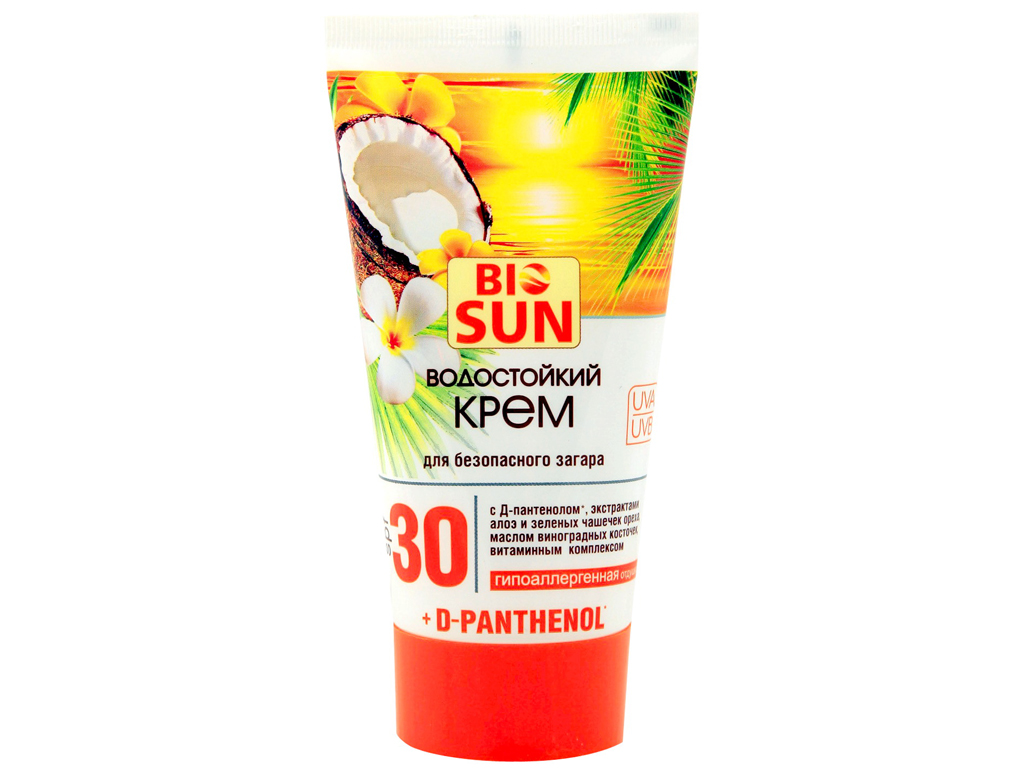 Водостойкий крем "Bio SUN" для безопасного загара SPF-30 150мл