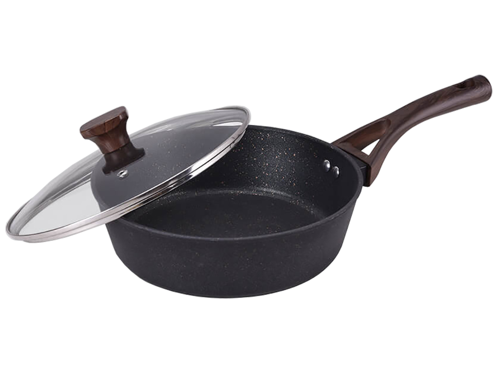 Сотейник Maestro з кришкою, індукційне дно, антипригарне покриття Granite D28см