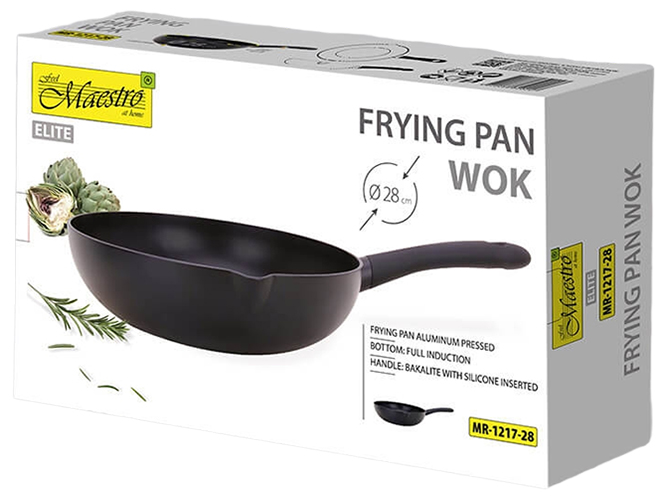 Сковорода WOK Maestro без крышки, антипр. покр., Full индукц., 28см