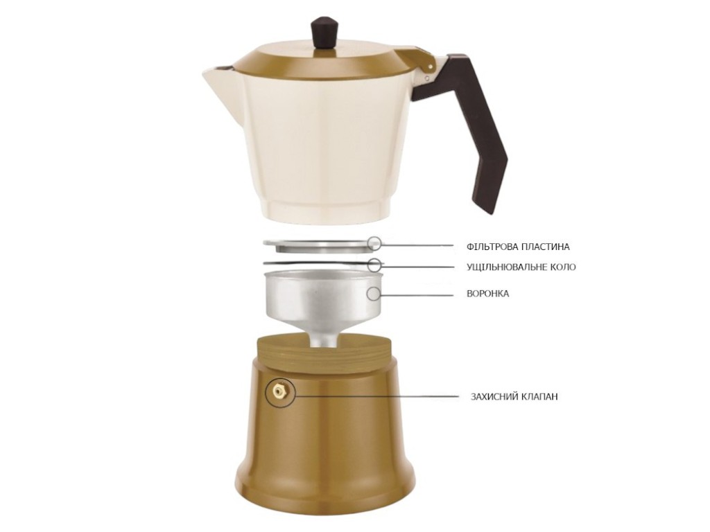 Кавоварка гейзерна Maestro Espresso Moka алюмінієва, 450мл (індукційне дно)