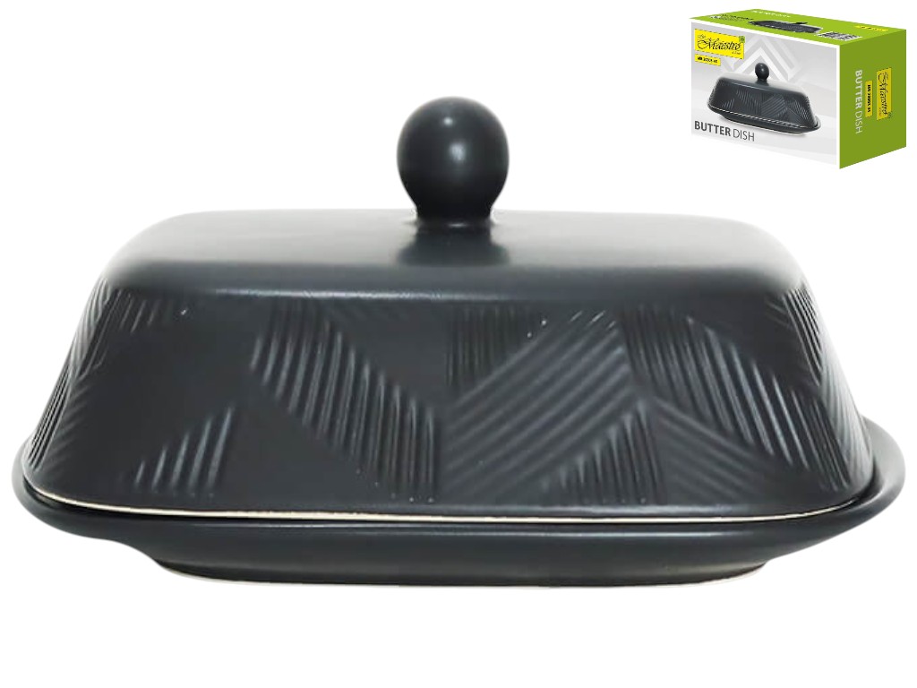 Маслянка Maestro Geometry Black, кераміка, 19х13х8см, колір чорний