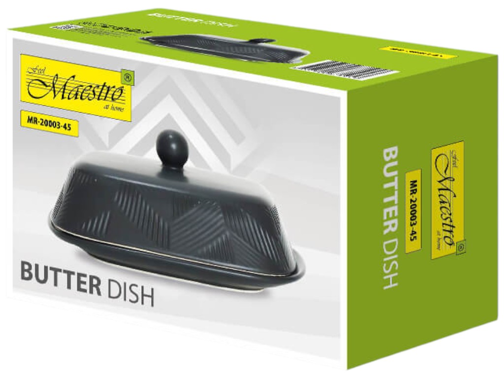 Маслянка Maestro Geometry Black, кераміка, 19х13х8см, колір чорний