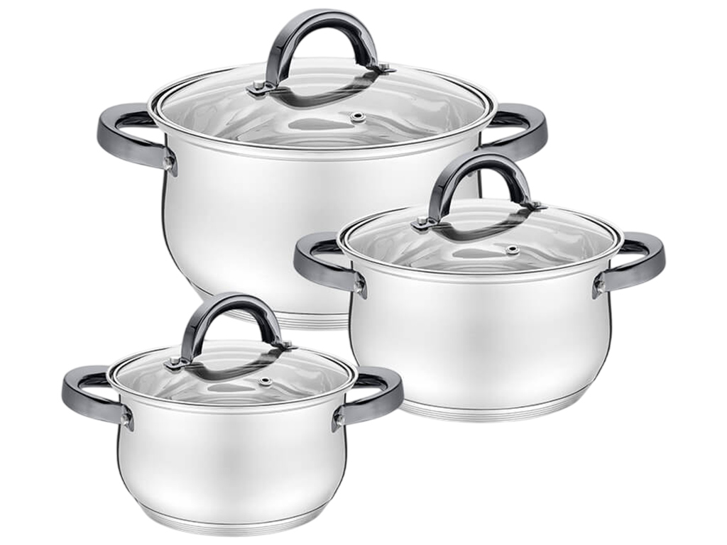 Набір каструль Maestro, 16см, 18см, 20см (ціна за набір 6 предметів)