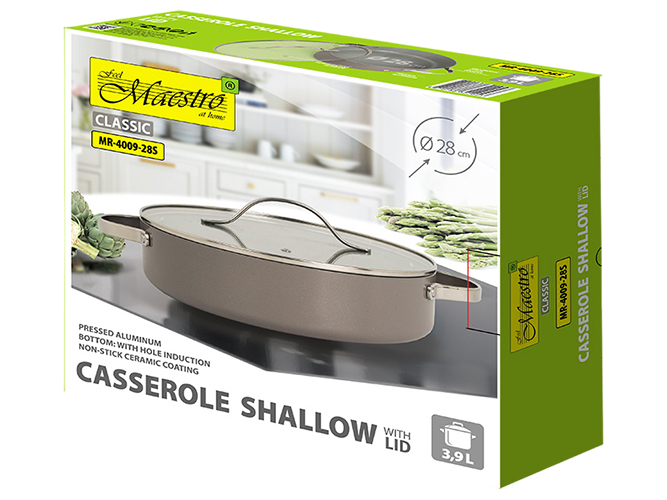 Кастрюля Maestro Shallow, с крышкой, 3,9л