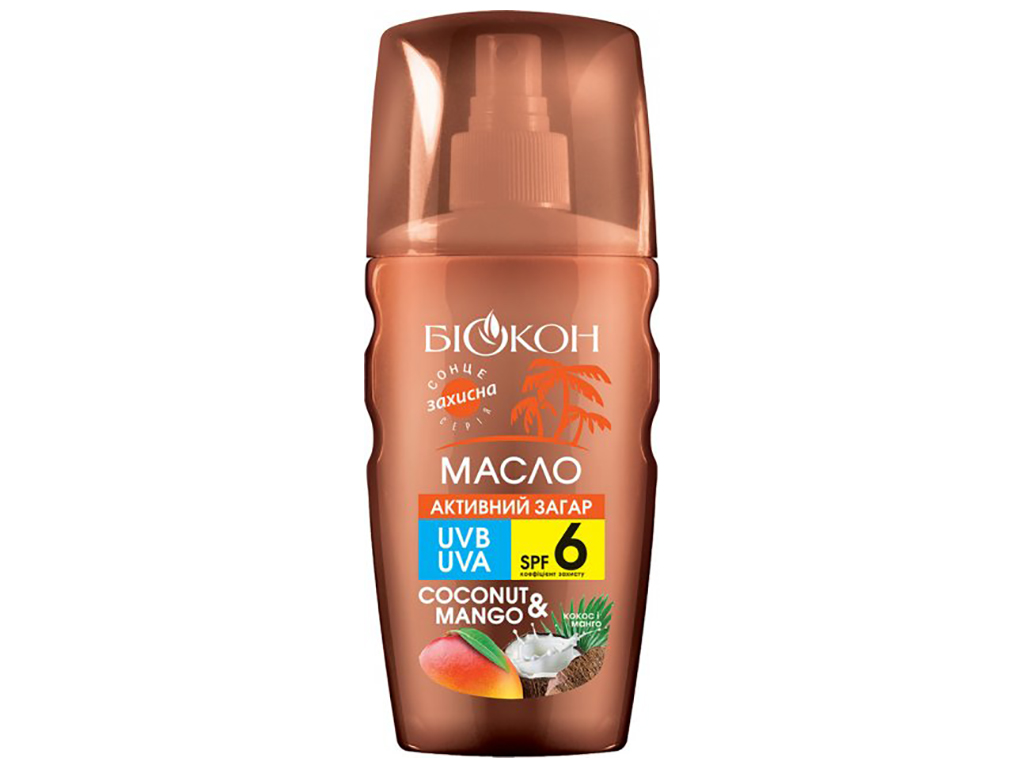 Масло для активного загара Біокон "Coconut&Mango" спрей SPF6 160мл