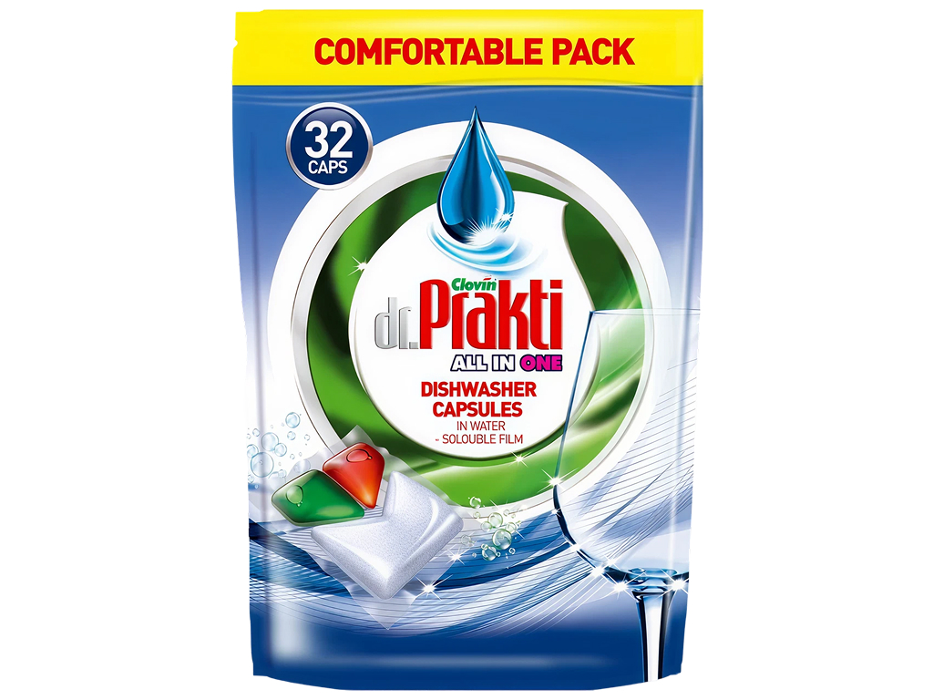 Капсули для посудомийної машини dr.Prakti All in One, 32шт