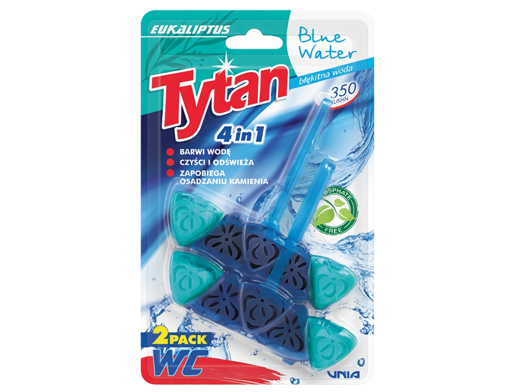 Блок для унитаза Tytan Blue Water Eukaliptus 4в1, 2×40 г