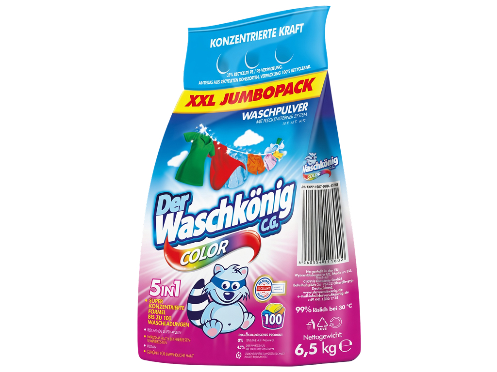 Пральний порошок для кольорової білизни Waschkonig Color, 6.5 кг