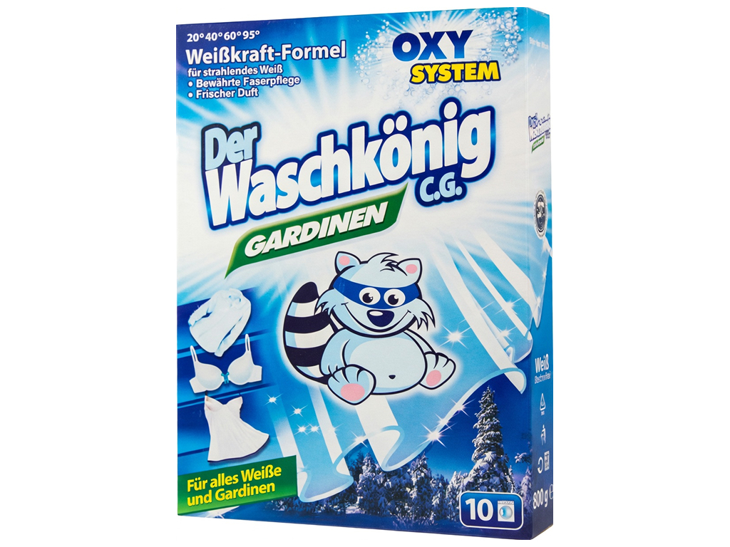 Стиральный порошок для белых тканей и штор Waschkonig Gardinen, 600 г
