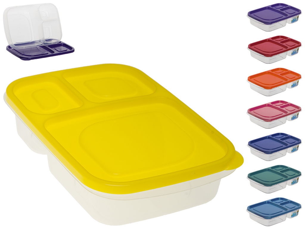 Ланч-бокс Diomedea lunch box на 3 отделения с цветной крышкой №40 1,15л