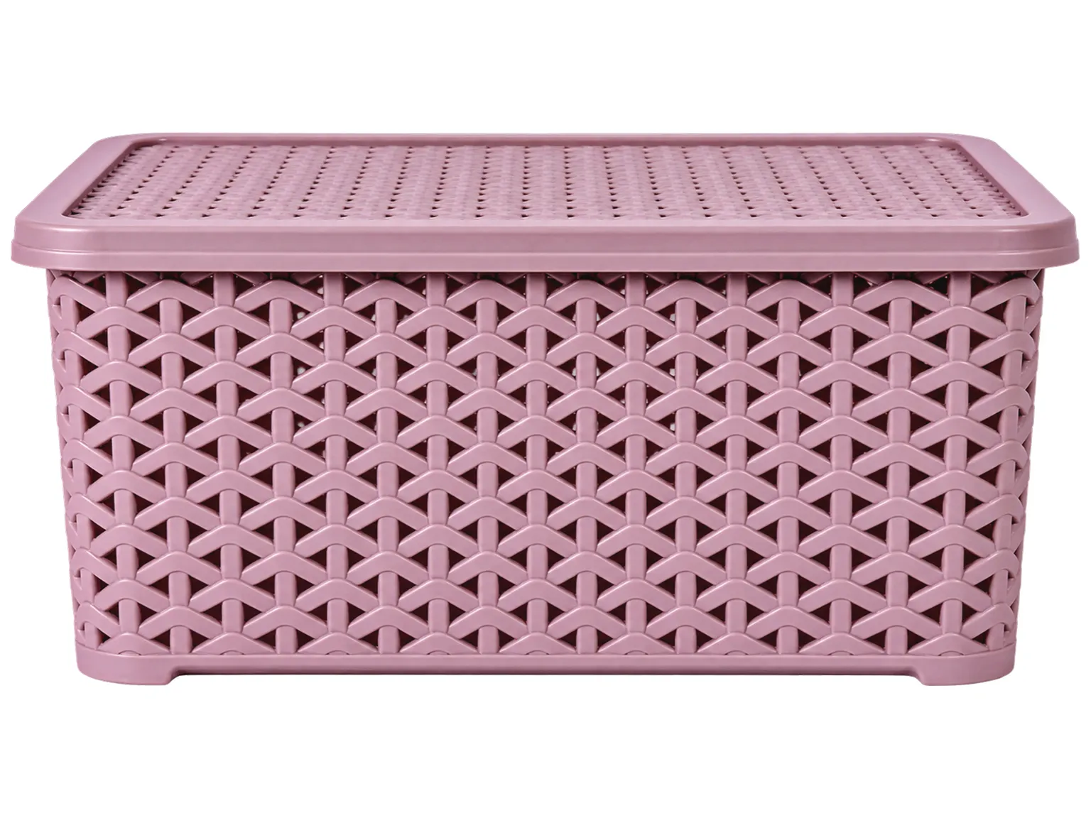 Корзина для хранения Diomedea пластиковая прямоугольная, с крышкой, пудровая, 10 л