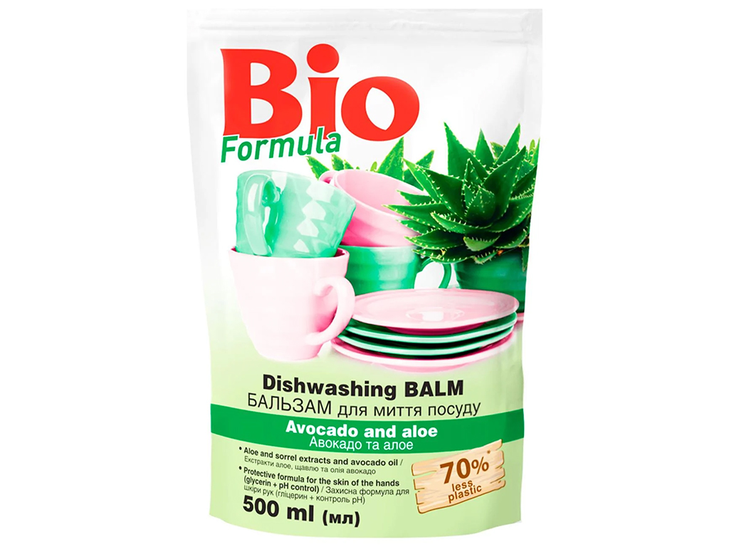 Бальзам для миття посуду Bio Formula Авокадо та Алое, 500мл, дойпак