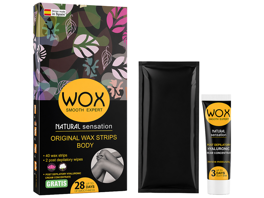 Восковые полоски для депиляции Wox, для лица и зоны бикини, с алоэ и гиалуроновой кислотой, 42шт