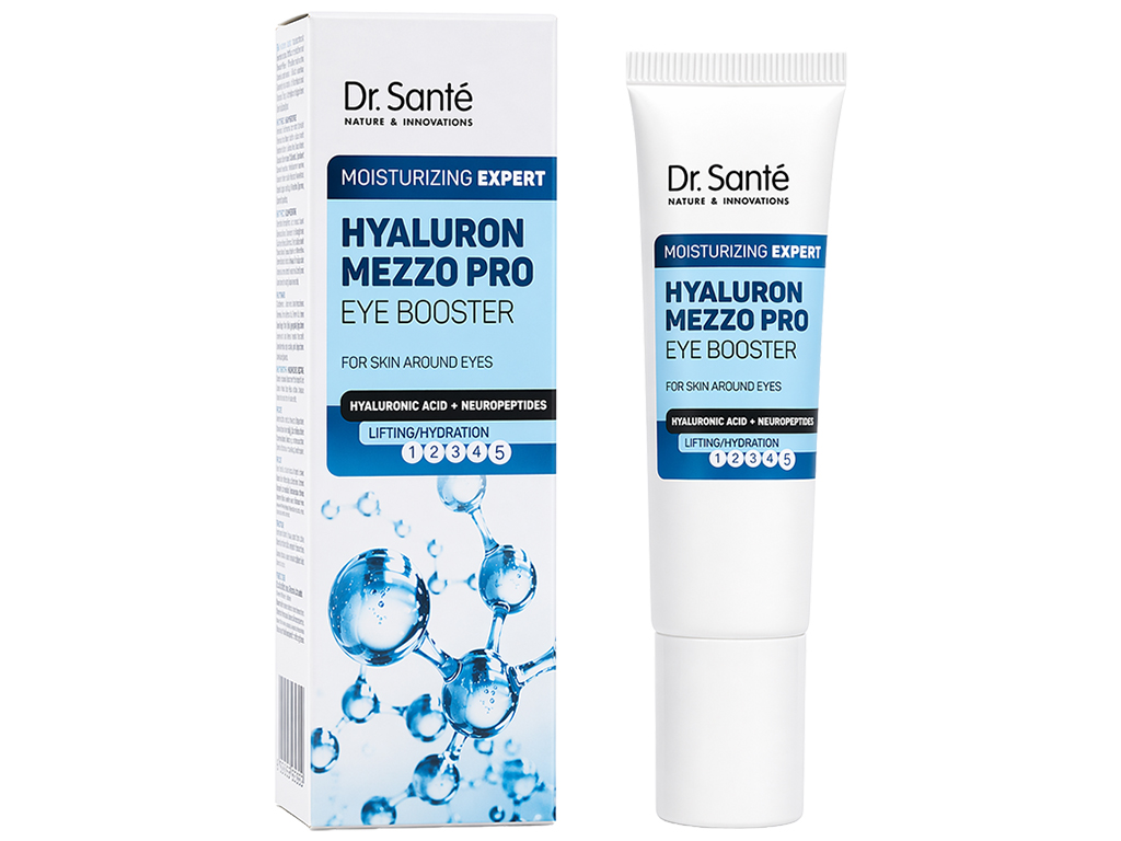 Крем для шкіри навколо очей Dr.Sante Hyaluron Mezzo Pro, з гіалуроновою кислотою та пептидами, 15мл