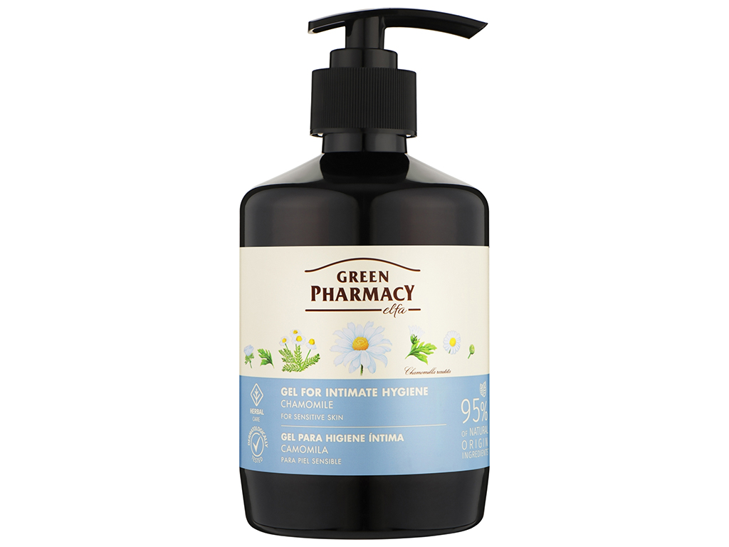 Гель для интимной гигиены Green Pharmacy, для чувствительных зон, с ромашкой и пантенолом, 370мл