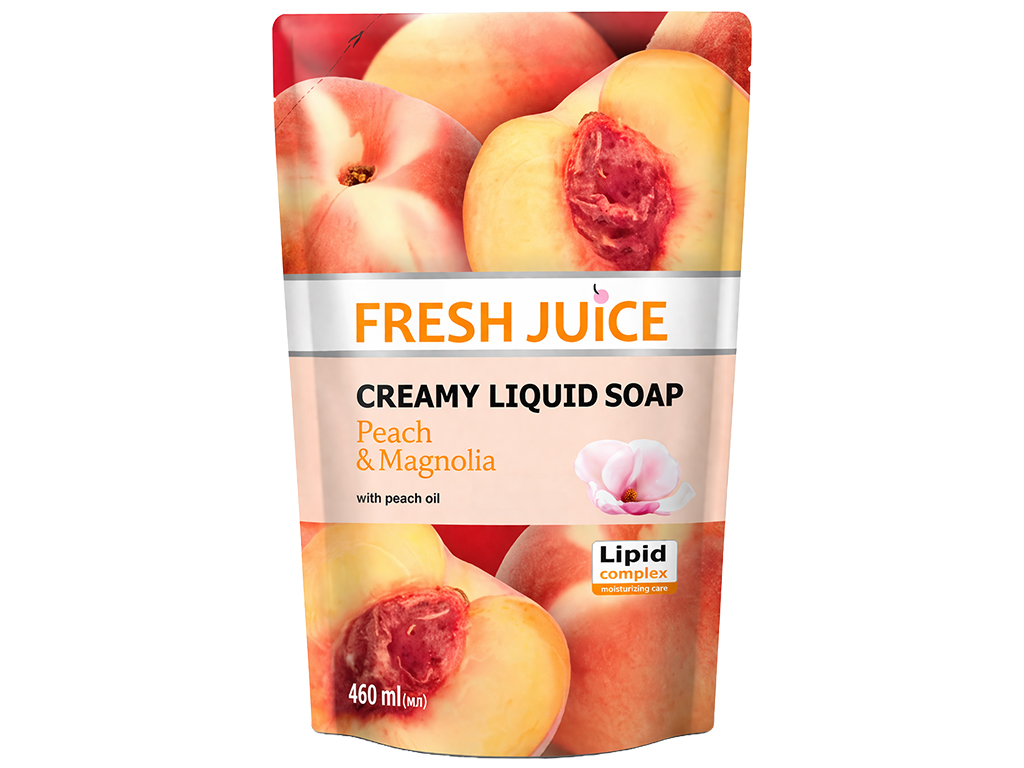 Крем-мило Fresh Juice Персик Магнолія, з персиковою олією та екстрактом магнолії, 460мл, дойпак