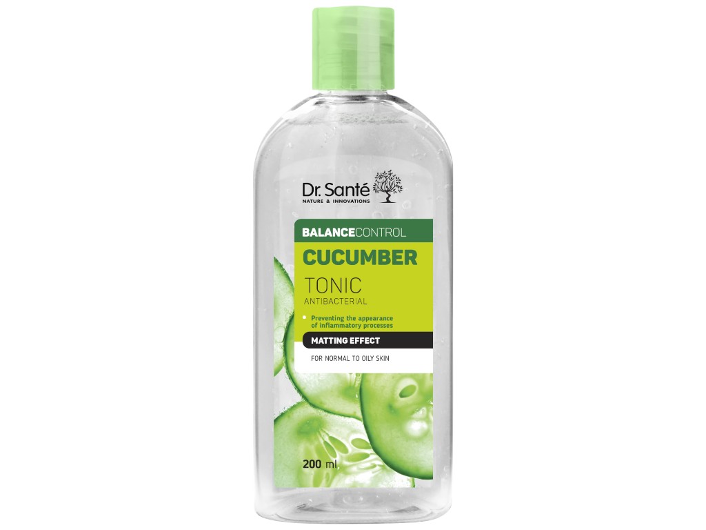 Тонік для обличчя Dr.Sante Cucumber Balance, з екстрактом огірка та м'яти, антибактеріальний, 200мл
