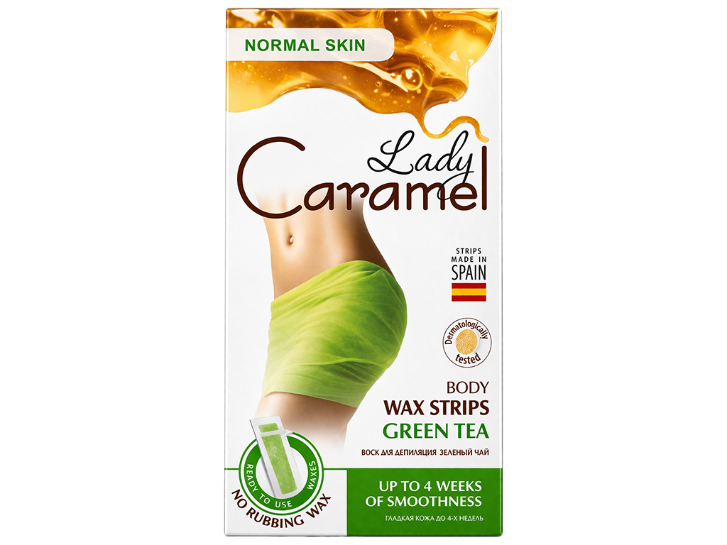Воскові смужки для депіляції Lady Caramel, з екстрактом зеленого чаю, 16шт