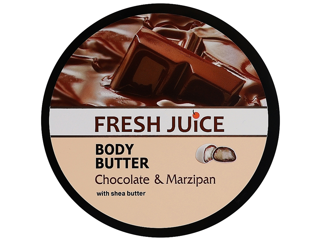 Крем-масло для тела Fresh Juice Chocolate Marzipan, с маслом сладкого миндаля, какао и ши, 225мл