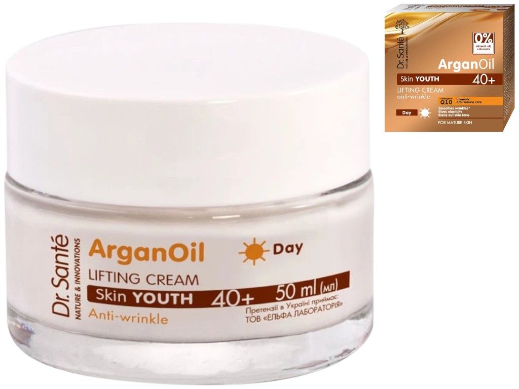 Крем-ліфтинг для обличчя Dr.Sante Argan Oil 40+, денний, з аргановим маслом та коензимом Q10, 50мл
