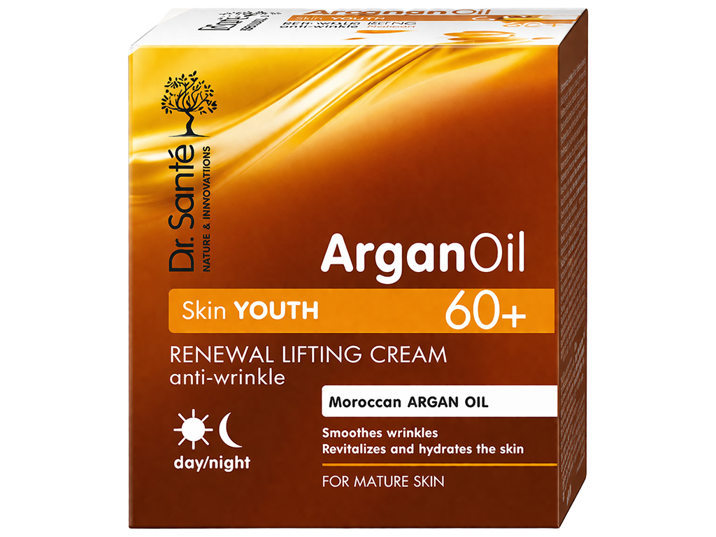 Крем-ліфтинг для обличчя Dr.Sante Argan Oil 60+, з аргановим маслом та пептидами SYN-AKE, 50мл