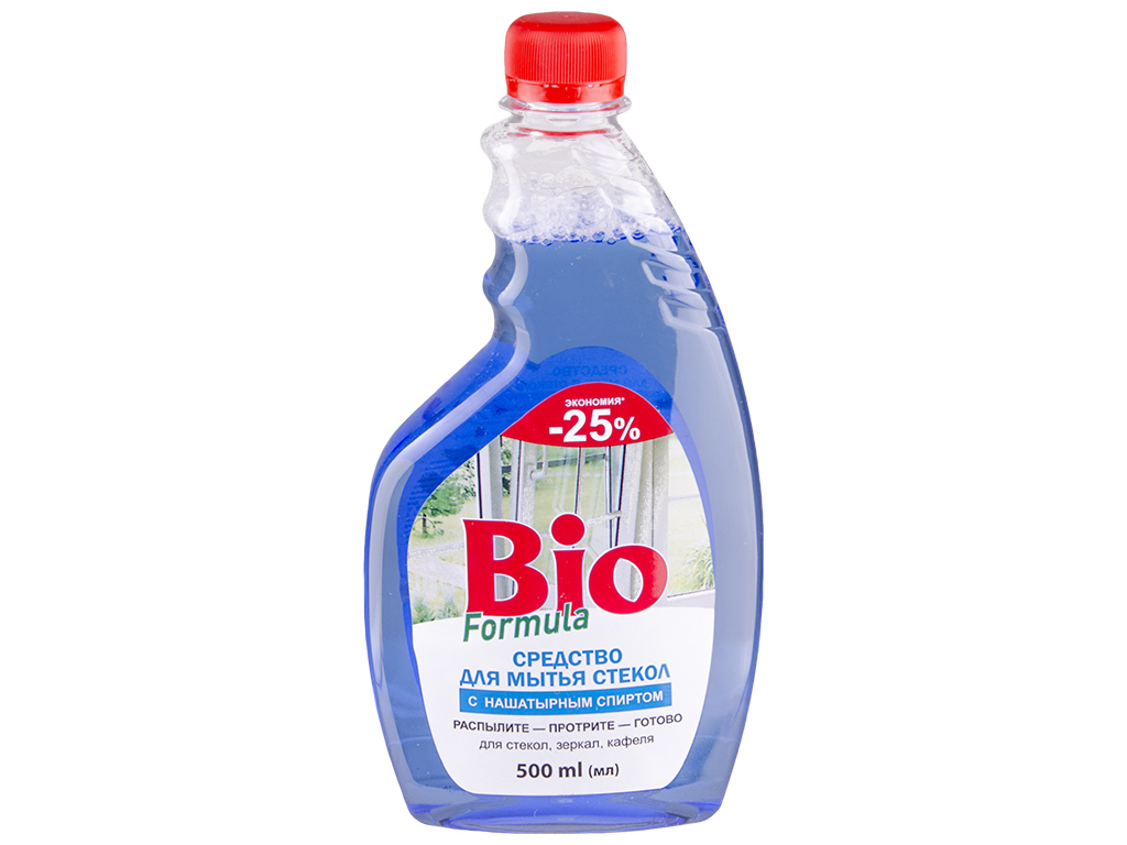 Засіб для миття скла Bio Formula, з нашатирним спиртом, 500мл, запаска