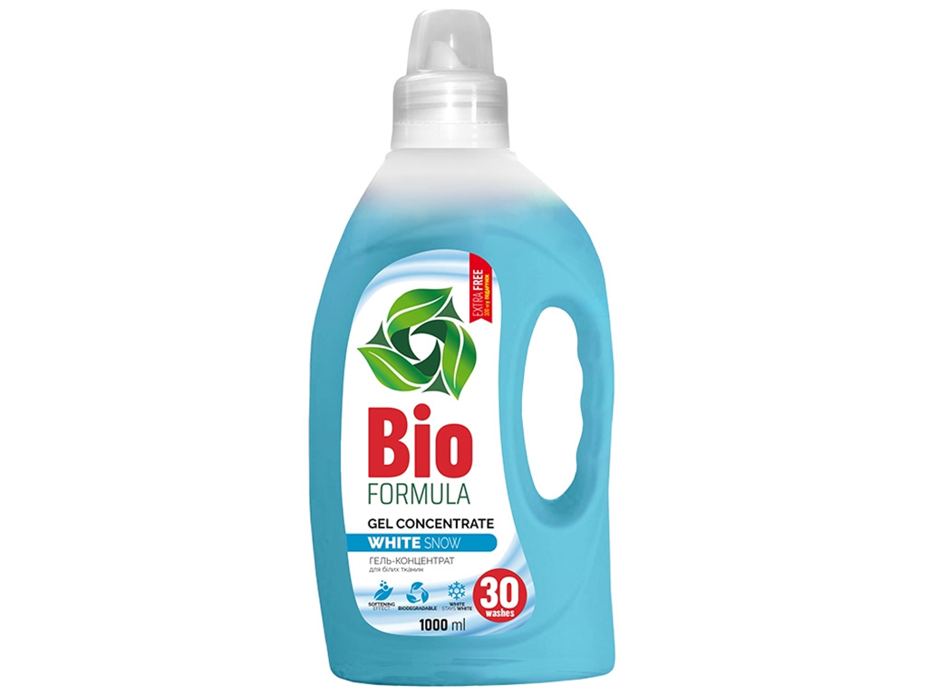 Гель для прання Bio Formula White Snow, для білої білизни, концентрат, 30 циклів, 1л