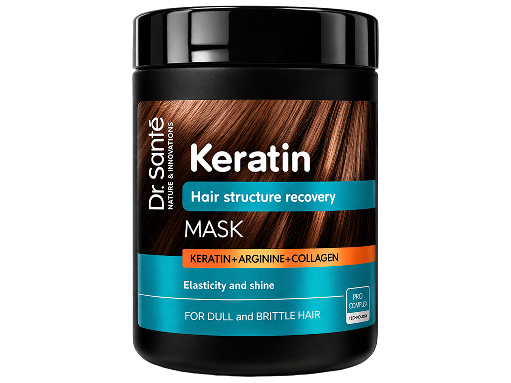 Маска для волосся Dr.Sante Keratin, з кератином, колагеном та аргініном, 1л